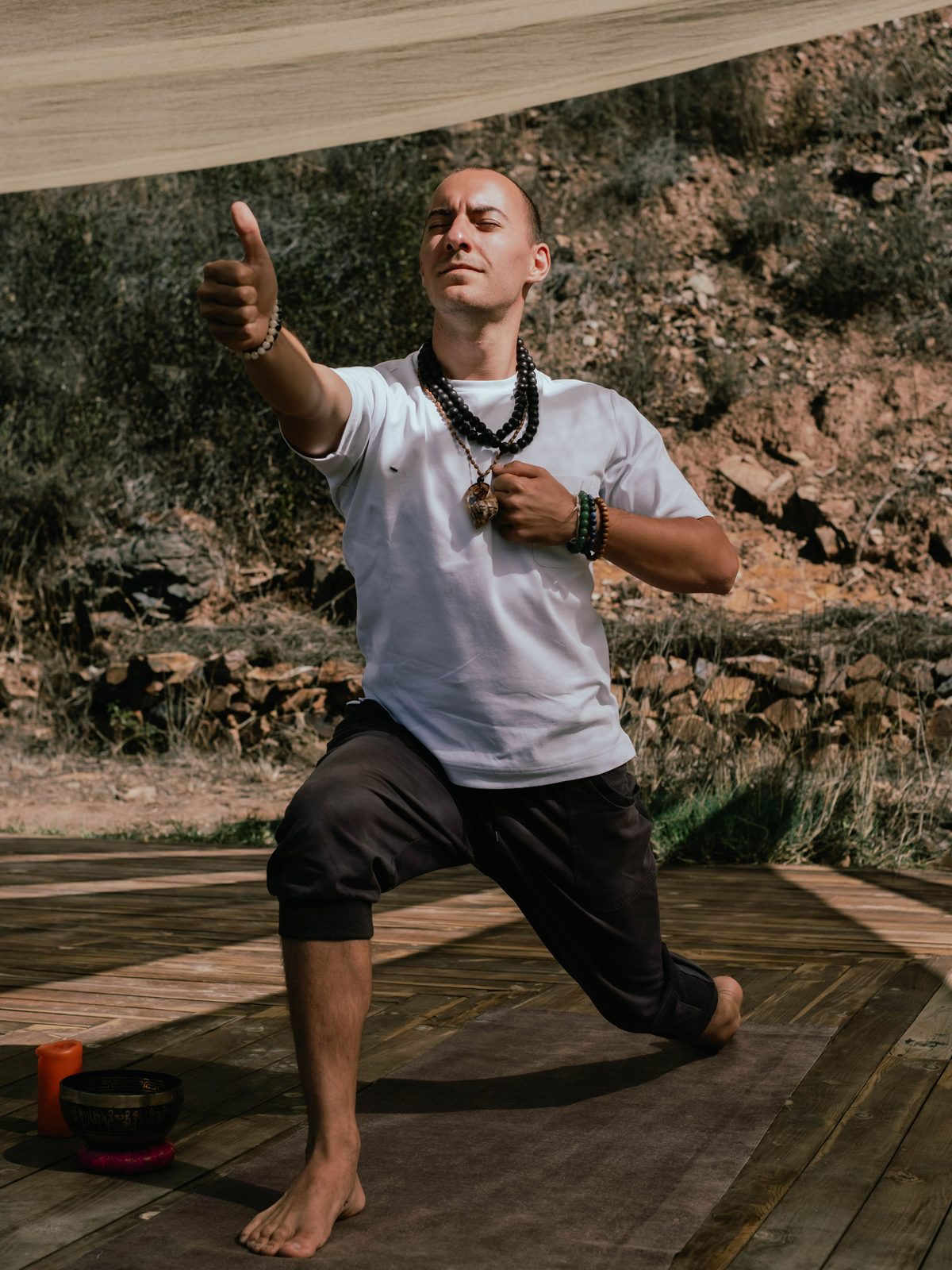 Mitchell Lessmann leading outdoor breathwork near Atlanta